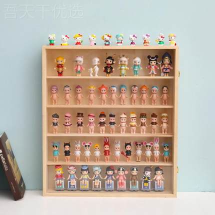 克力展示架泡泡玛特JMT盲盒收收y纳实木手办纳亚柜Moll展示柜挂墙