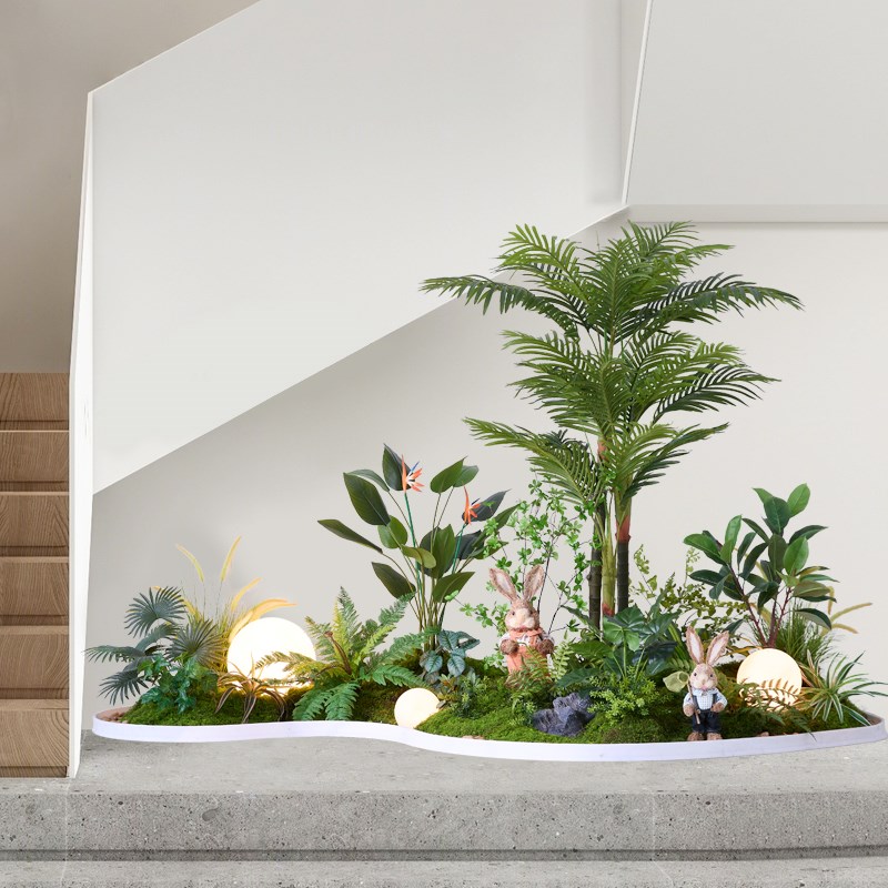 仿真绿植造景室内阳台景观布置橱窗假植物装饰楼梯下拐角落地摆件