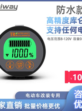 TR16防水库仑计电瓶电动车电动机车三轮车电量显示器表电池容量检