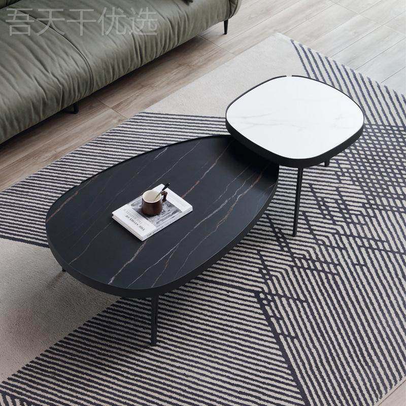 小意式圆形岩板茶几简约KMS轻奢现代沙户型设计师客厅发小边款几
