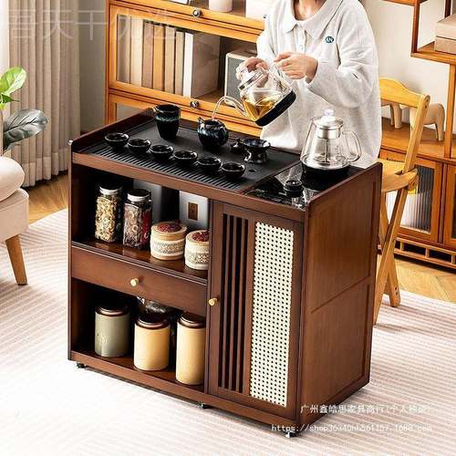 【壶店铺移动茶通用桌小茶台水一体家用茶水】柜实木茶烧几茶车阳