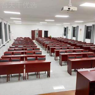 油漆实木皮BGL礼会室条形桌双人堂长桌议椅组合会条桌村议委培训