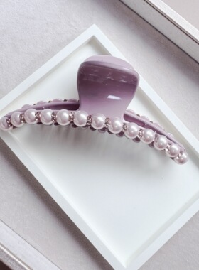 Doris and Mia小众设计高级感粉紫色韩系珍珠抓夹发饰