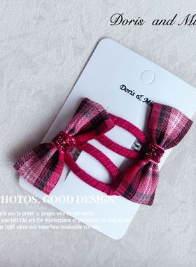 DorisandMia新款上市小众设计儿童新年圣诞节红色发夹儿童发卡