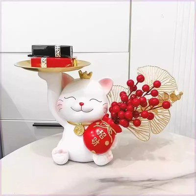招财猫摆件入户家用旺宅家居客厅电视酒柜玄关装饰品乔迁新居布置