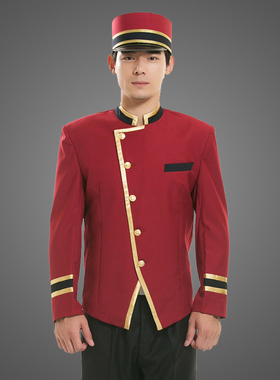 酒店迎宾前台接待秋冬装 门童服服装 门童制服套装行李员工作服男