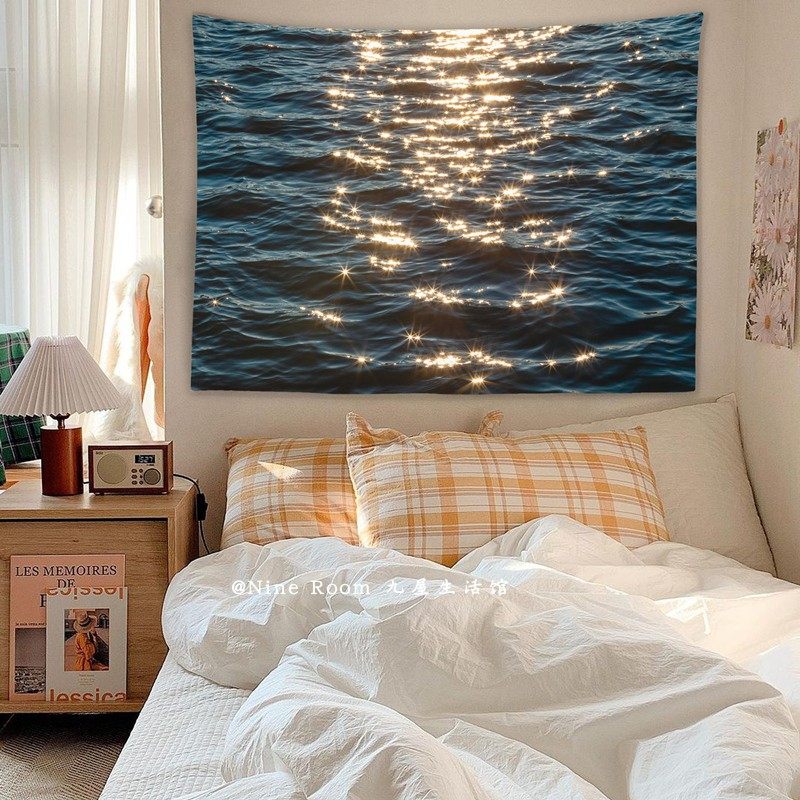 波光粼粼 ins海景背景布艺术挂布卧室床头墙布租房宿舍挂毯定制,居家布艺,挂毯/壁毯,淘宝优惠券,粉丝福利购,淘宝优惠卷