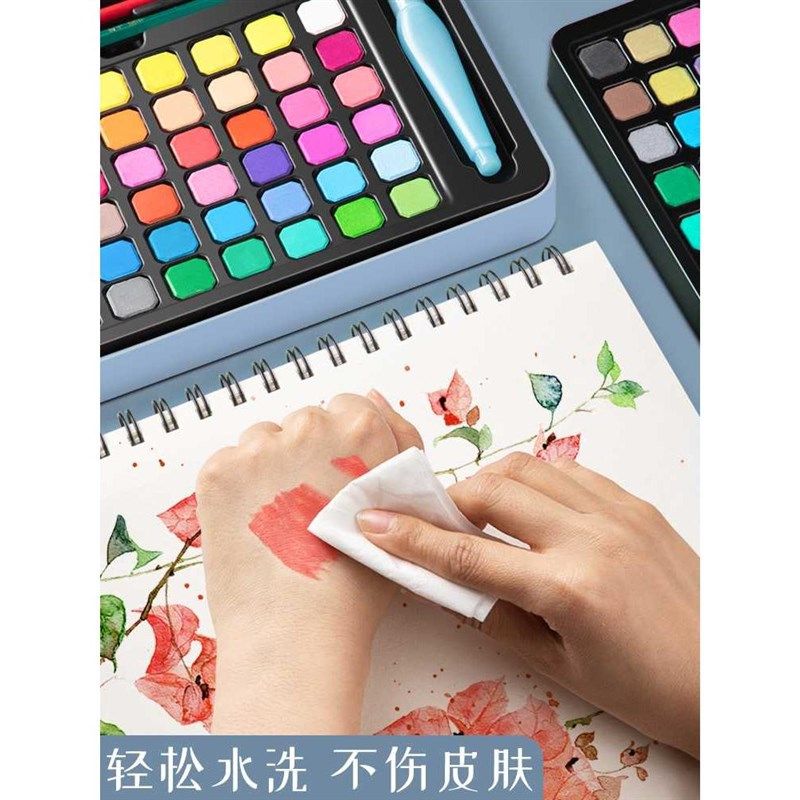 固体水彩颜料60色美术专业绘画工具套装初学者手绘画画48色水粉颜,文具电教/文化用品/商务用品,水彩颜料,淘宝优惠券,粉丝福利购,淘宝优惠卷