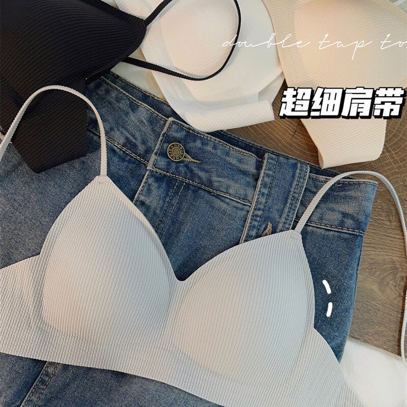 超细细!法式内衣女薄款无痕大胸显小F胸聚拢不空杯三角杯美背文胸