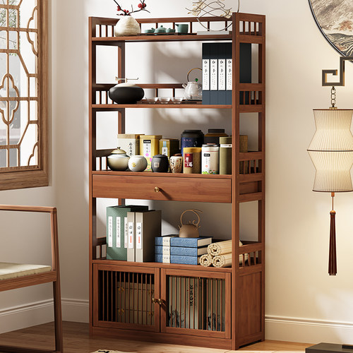 小型博古架中式茶具架多功能置物架茶叶展示架展示柜客厅摆件架子