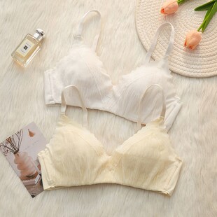 法式三角杯内衣女夏季薄款大胸显小胸聚拢大学生高中少女风文胸罩