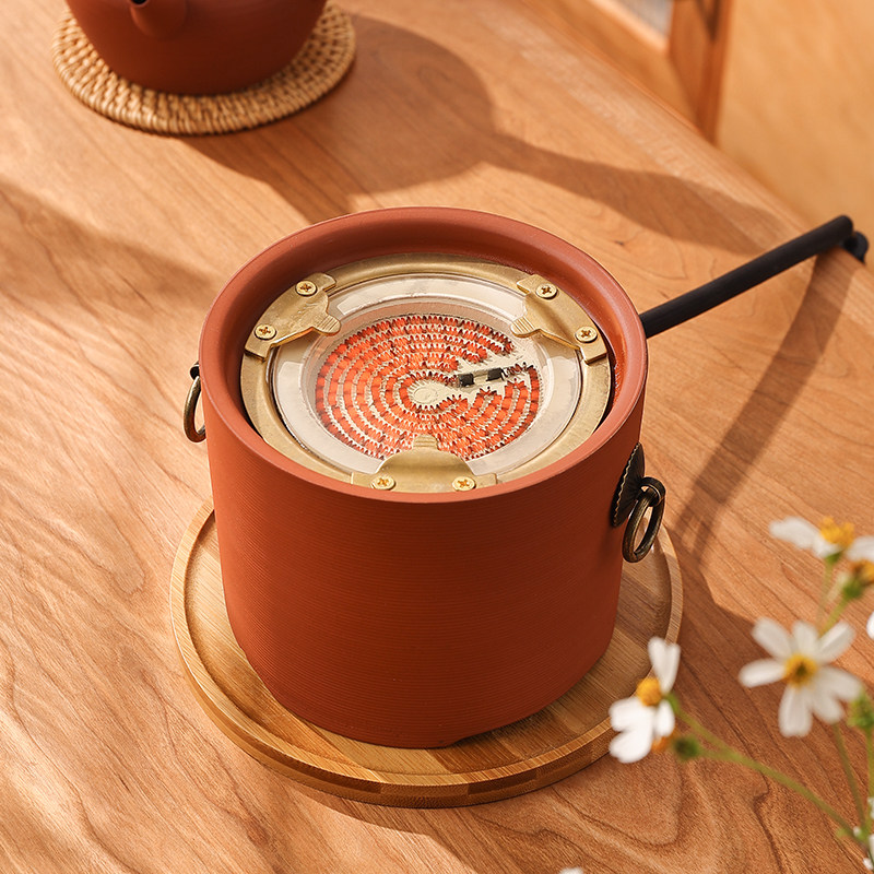 电陶炉烧茶炉家用茶壶砂铫壶木炭炉陶土红泥炉围炉煮茶静音防水
