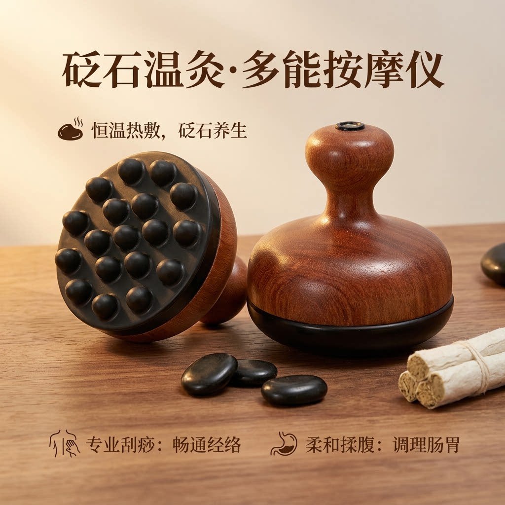 砭石温灸仪恒温热敷刮痧按摩器