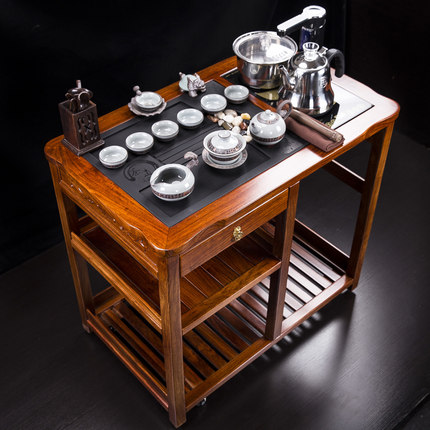 梨木茶乌金石实木带轮茶台水柜茶盘茶桌新