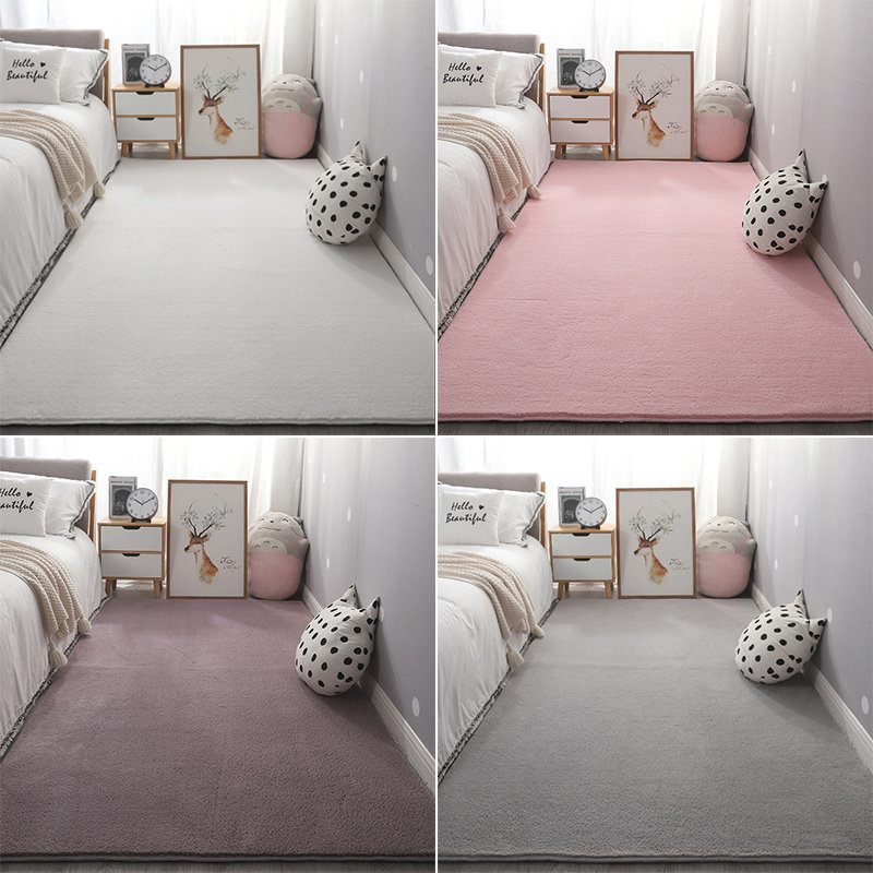 加厚短毛地毯卧室床边毯少女房间全铺大面积客厅茶几地垫纯色