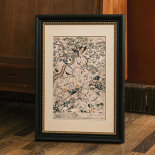 画玩美法式 饰画玄关中古风壁画新鸟刺绣挂画 复古客厅装