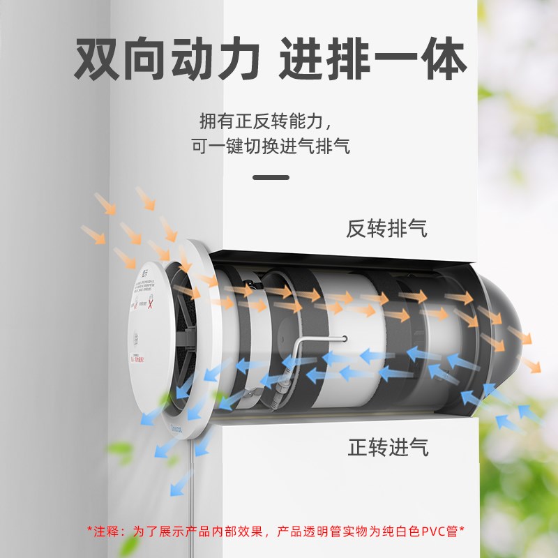 埃默德新风系统家用向流管道墙式通风器关面板全屋排气换气机