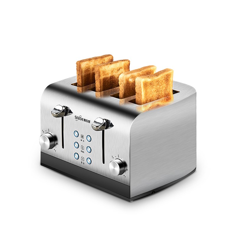 Silede不锈钢烤面包机家用商用酒店多士炉4片早餐烤吐司机多功能