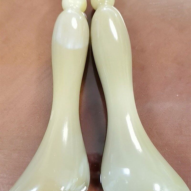 白水牛角面部刮痧板美容棒拨筋棒脸部专用眼部拨经棒按摩棒刮脸板