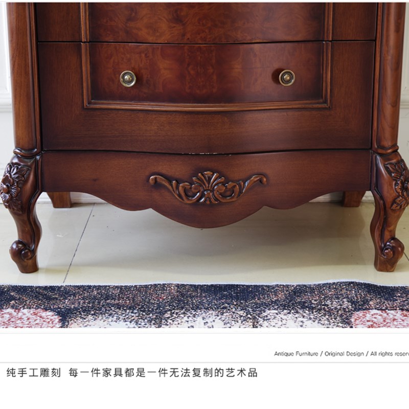 美式乡村风格卧室复古五斗柜实木欧式客厅玄关抽屉收纳储物5斗橱