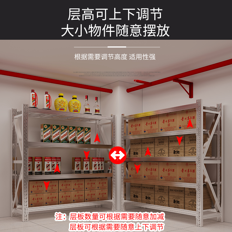 304不锈钢货架仓库仓储重型货物架工厂商用多层置物架落地置物架