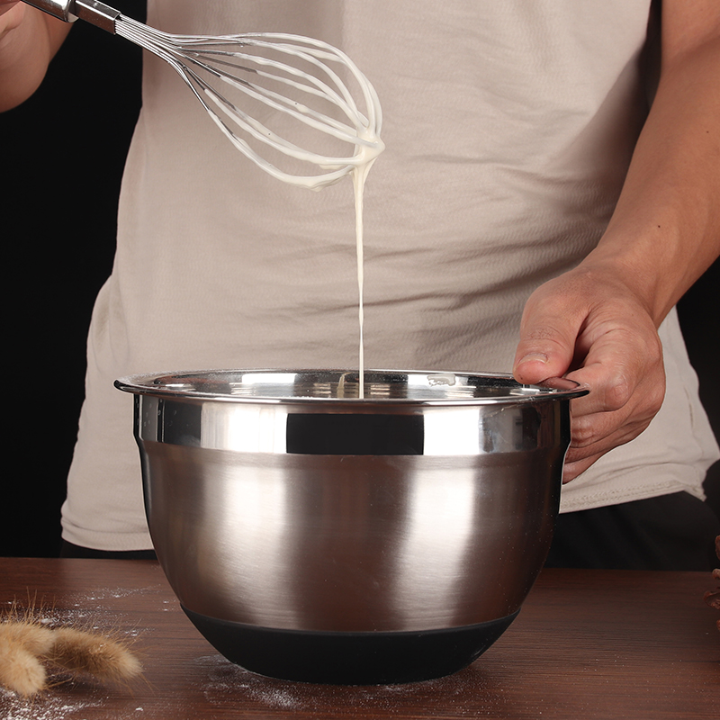 防滑不锈钢打蛋盆家用商用圆形加厚加深沙拉和面拌菜洗菜盆烘焙用