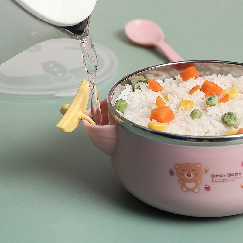 宝宝注水保温碗304不锈钢婴儿辅食碗儿童餐具防摔防烫吃饭隔热碗