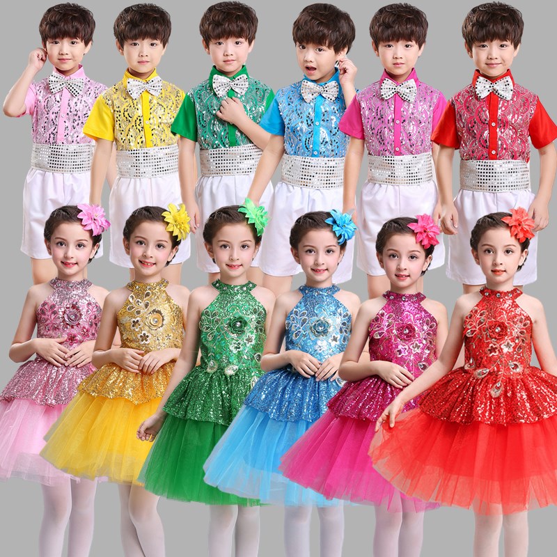 六一儿童演出服蓬蓬纱裙亮片幼儿园舞蹈表演服女孩公主连衣裙礼服