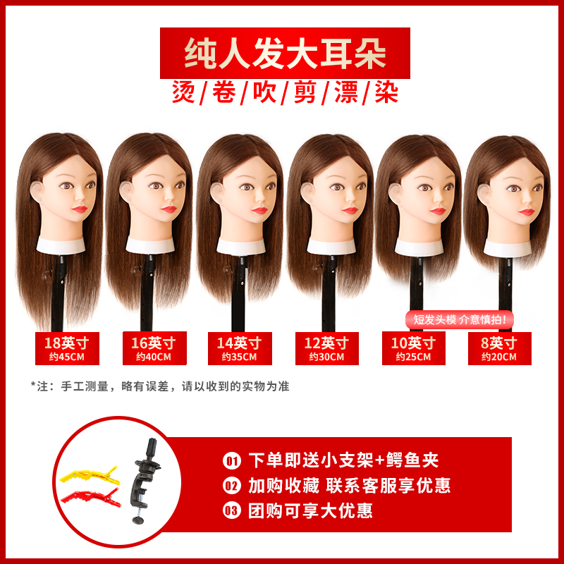 全真发头模大耳朵学徒练手理发店假人头模特头剪头模可烫染吹造型