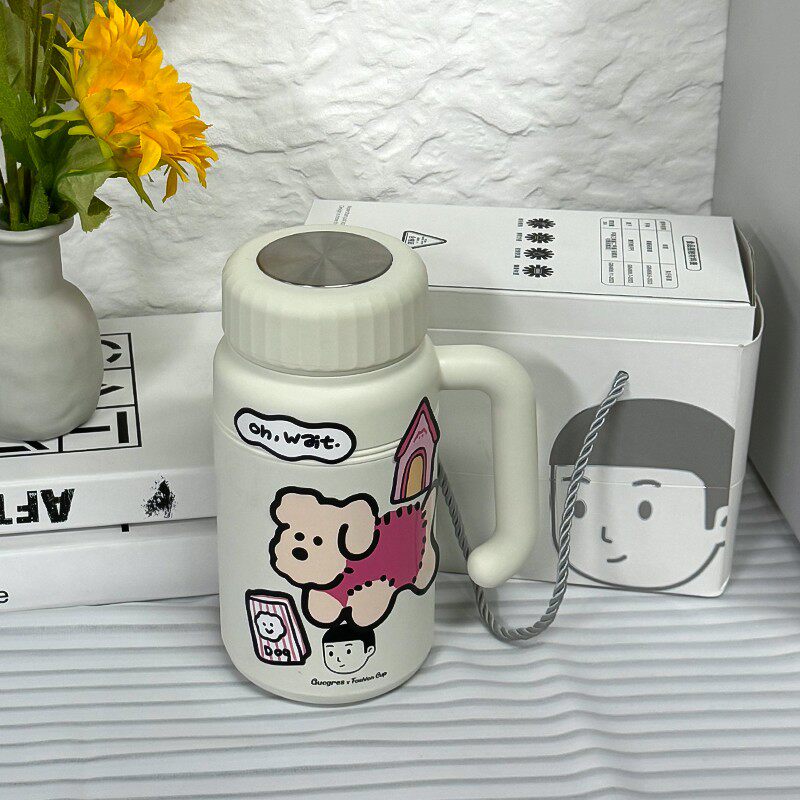 大容量新款女生高颜值带把手保温杯男生办公室泡茶水杯送礼杯子