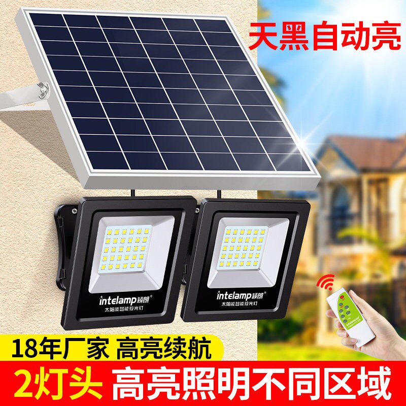 新款太阳能庭院灯家用室内室外照明一拖二户外防水照明天黑自动亮