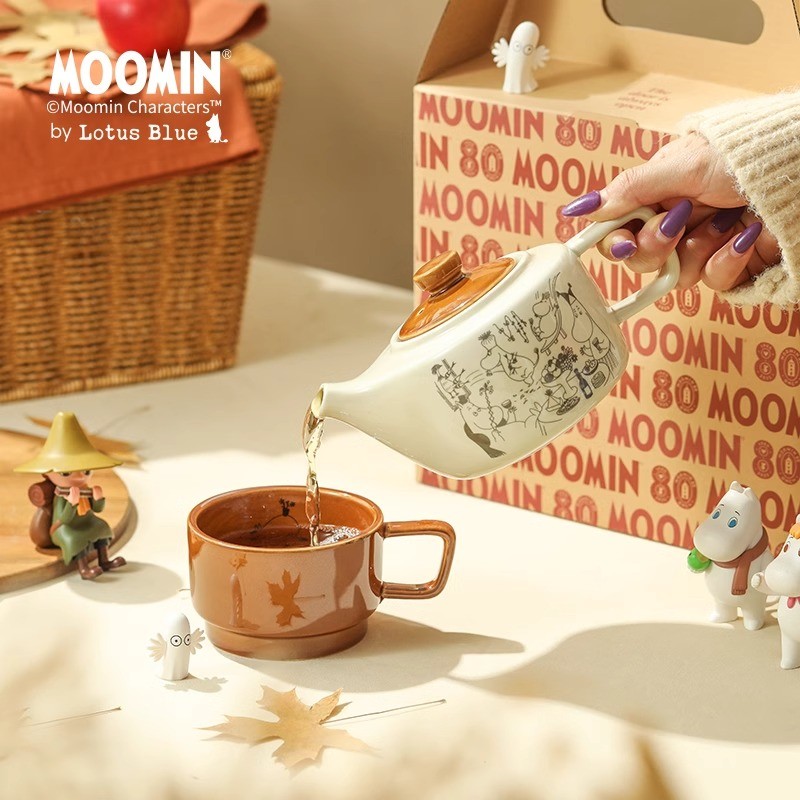 moomin姆明80周年子母壶家用杯子咖啡杯茶杯复古套装茶具一壶一杯