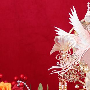 雪亭坊喜扇香槟凤求凰团扇新娘结婚DIY材料包中式龙凤褂手捧花 di