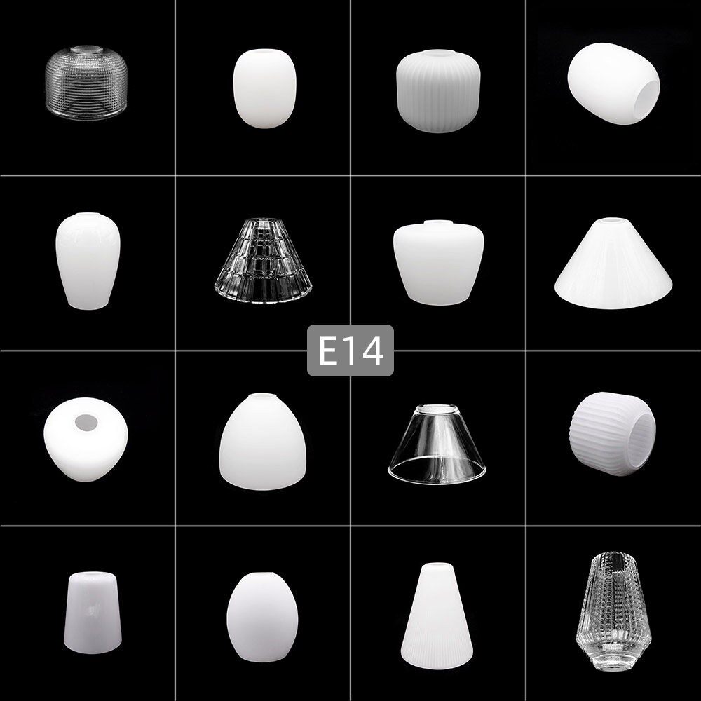 e14白色玻璃灯罩 30孔奶白双孔台灯铃兰花外壳罩E27口通用DIY替换