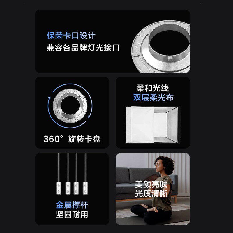 柔光箱快装网格深抛柔光罩直播补光灯罩闪光灯格栅八角长条柔光箱