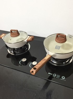 样板间北欧软装摆件家居饰品厨房锅具摆件麦饭石煎锅汤锅组合摆设