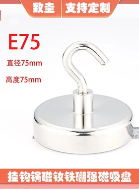 NE48 60 75超大钕铁硼D挂钩磁性吸盘吸力大M8M10稀土永磁