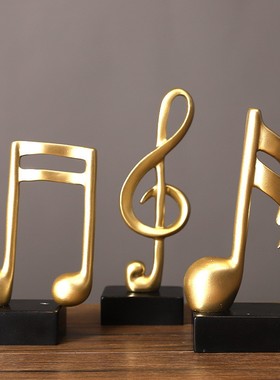 简约金色音符钢琴摆件音乐乐器装饰品舞蹈工作室家居书架琴房摆设