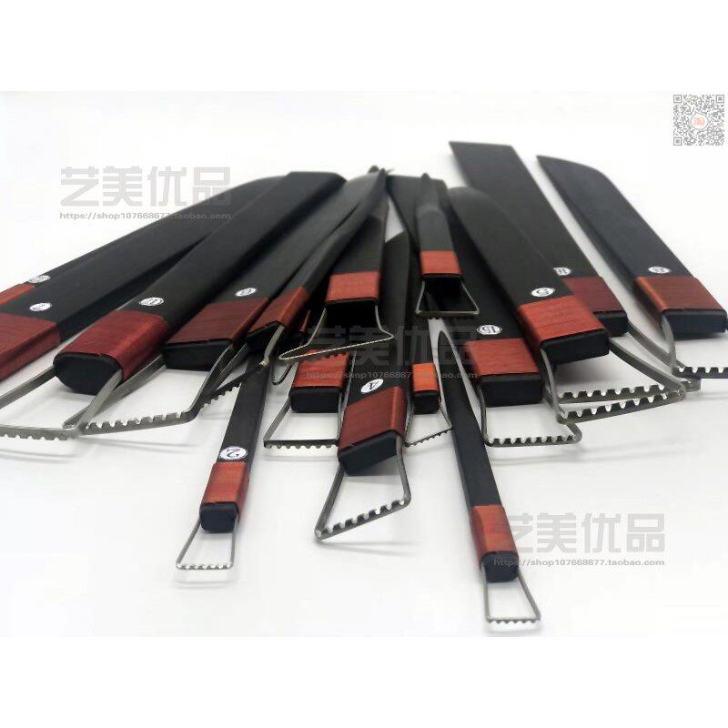 专用套装手工带齿乌木 雕塑刀 泥塑刀 雕塑工具 纯紫光檀木套装