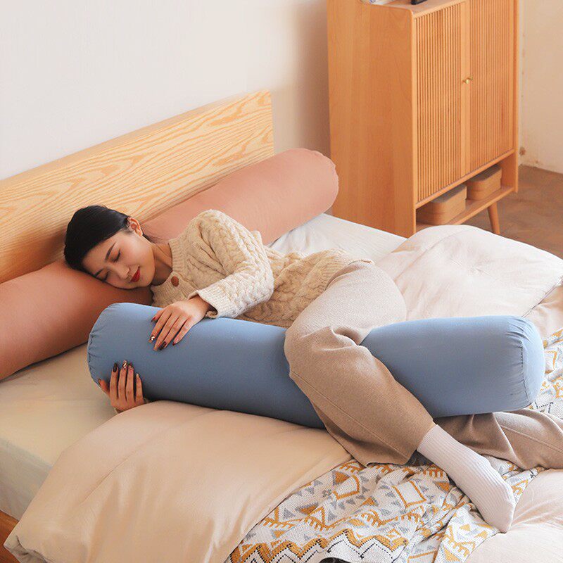 纯棉圆柱长条枕睡觉夹腿抱枕腰靠垫枕床上侧睡枕沙发头枕套可拆洗