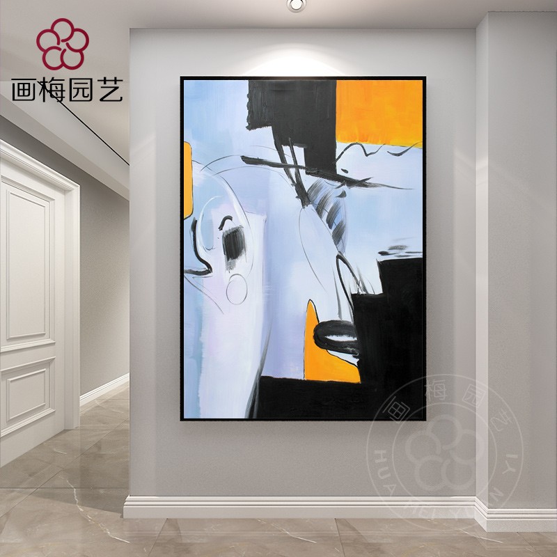 北欧装饰画入户玄关壁画客厅房间过道挂画艺术抽象竖走廊网红卧室
