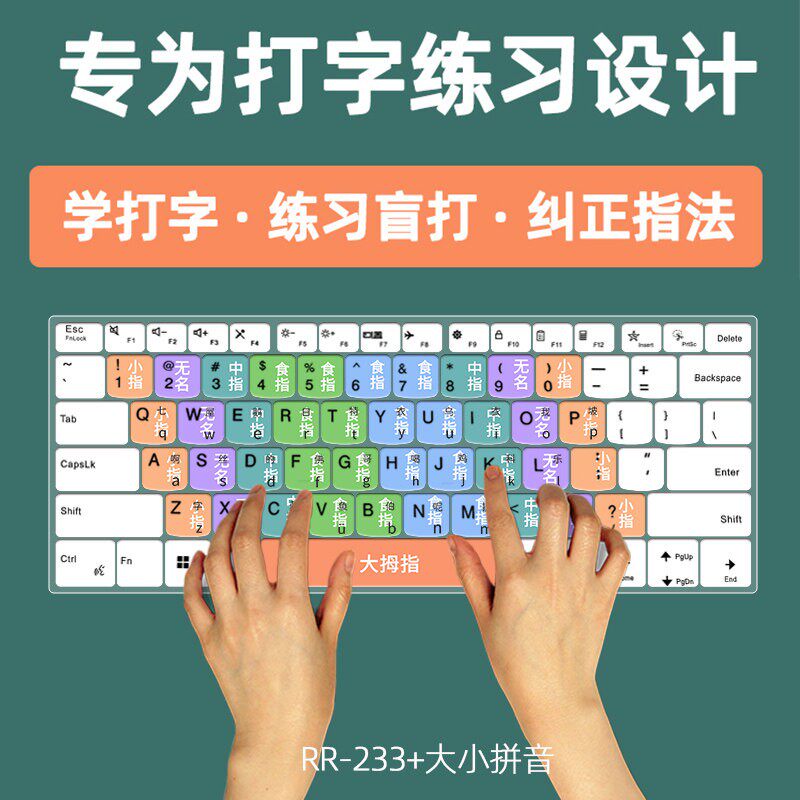 适用於电脑键盘练习纸小学生模拟盲打键盘贴彩色中文标识贴指法图
