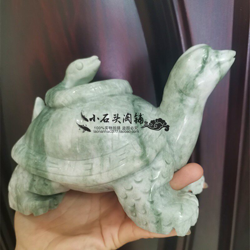 天然鲁山绿玉龟蛇玄武桌面动物摆件现代客厅简约摆放朋友祝福送礼