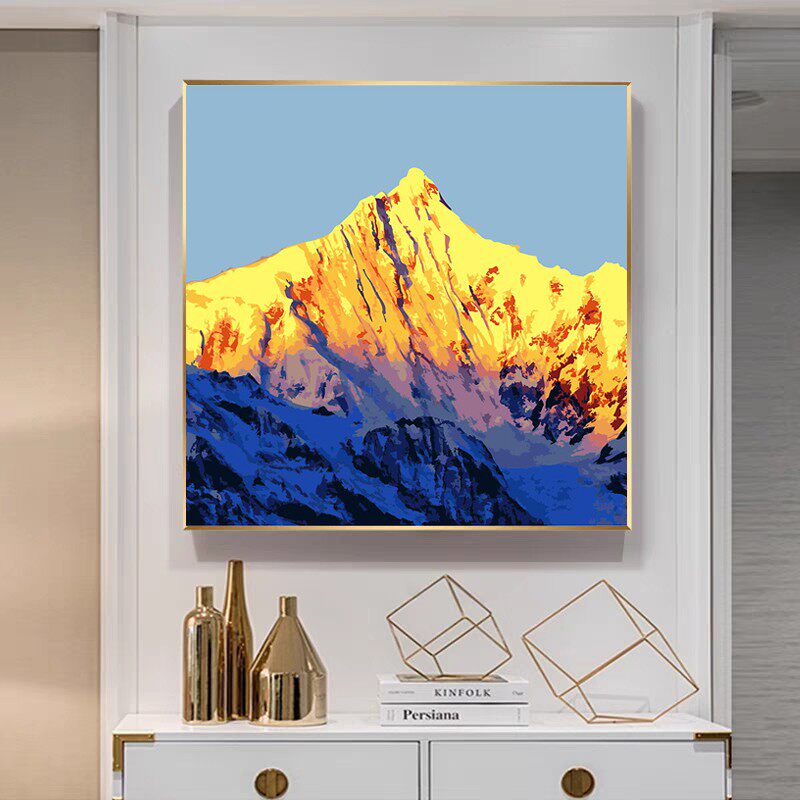 金山招财DIY数字油画北欧现代轻奢客厅餐厅玄关过道风景装饰画