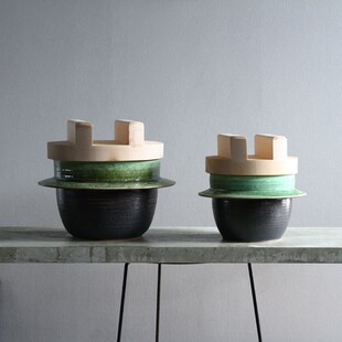 日本进口独步炎绿釉羽釜手作砂锅米饭锅粥锅木盖土锅绿色煲汤炖锅