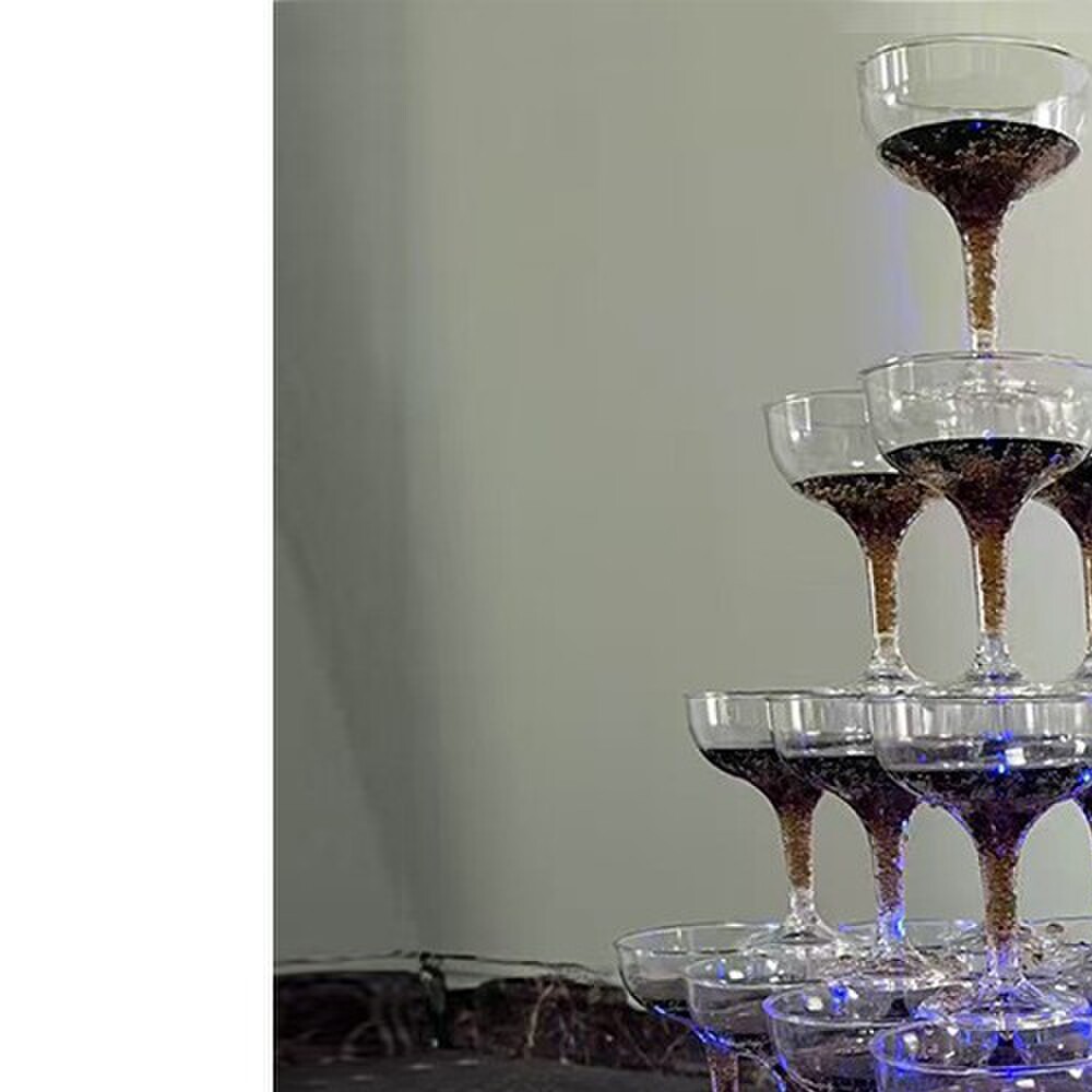 婚礼香槟塔塑料杯带卡槽高脚杯亚克力透明香槟杯酒吧拍照道具婚庆