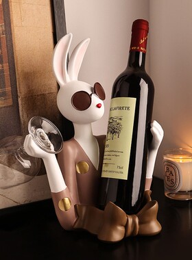 创意趣味兔子红酒架装饰品摆设家居客厅电视柜酒柜摆件乔迁礼物