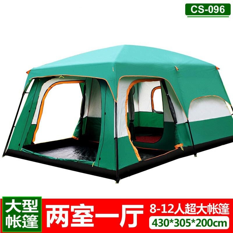 超大型多人双层帐篷 两房一厅大帐篷户外露营屋脊可携式速开帐篷