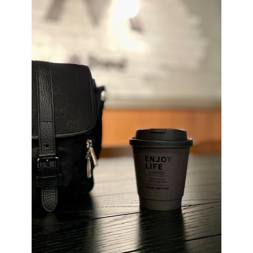 烫黑咖啡杯子一次性高档精致带盖外卖热饮打包奶茶杯商用纸杯定制