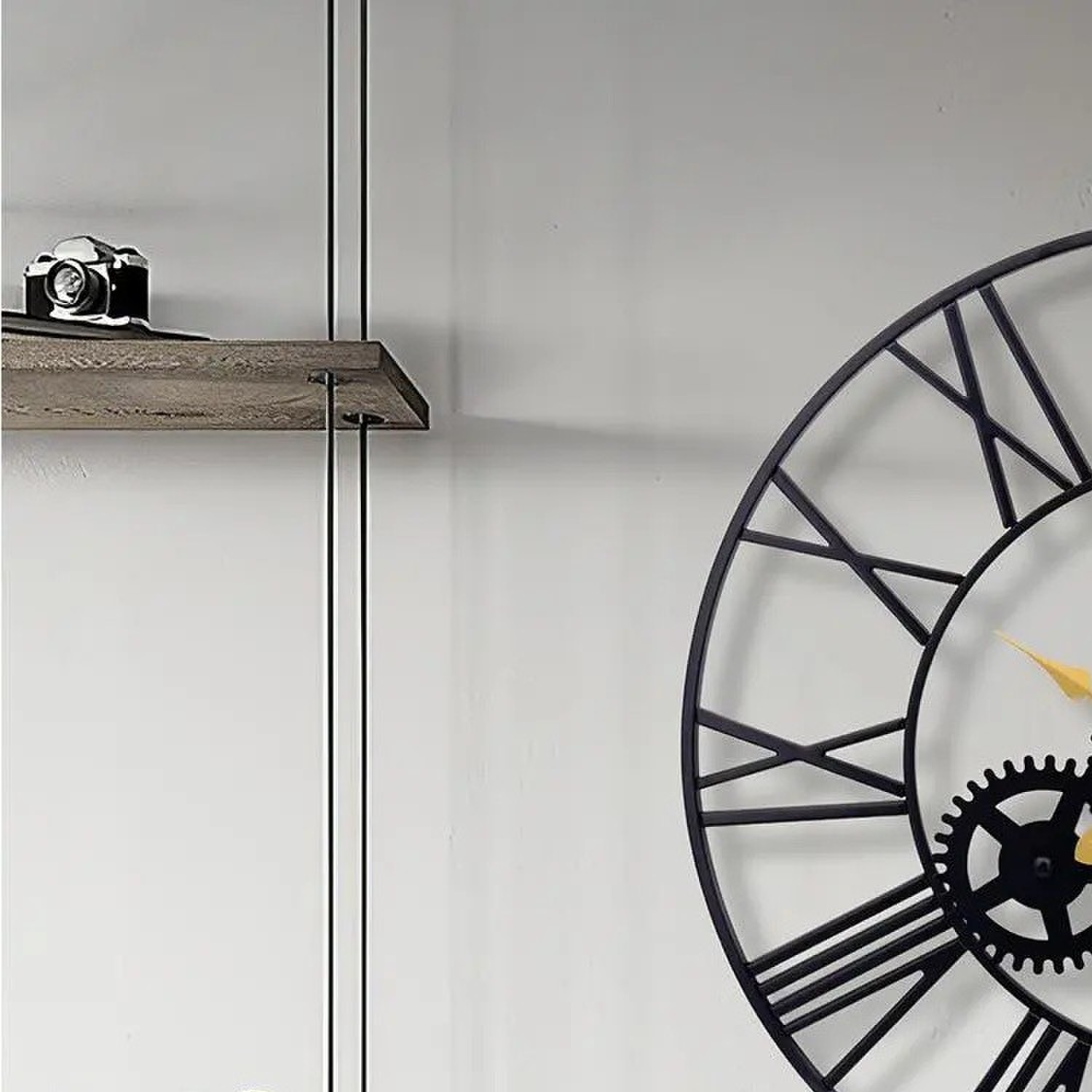 欧式创意静音壁钟clock美式仿古铁艺齿轮挂钟复古做旧客厅装饰钟